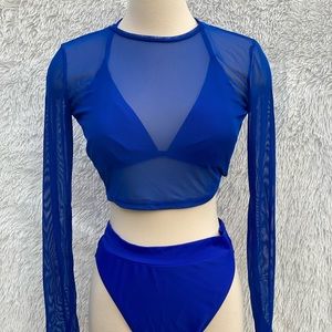 NEW 3 Piece bikini set in color blue size Large